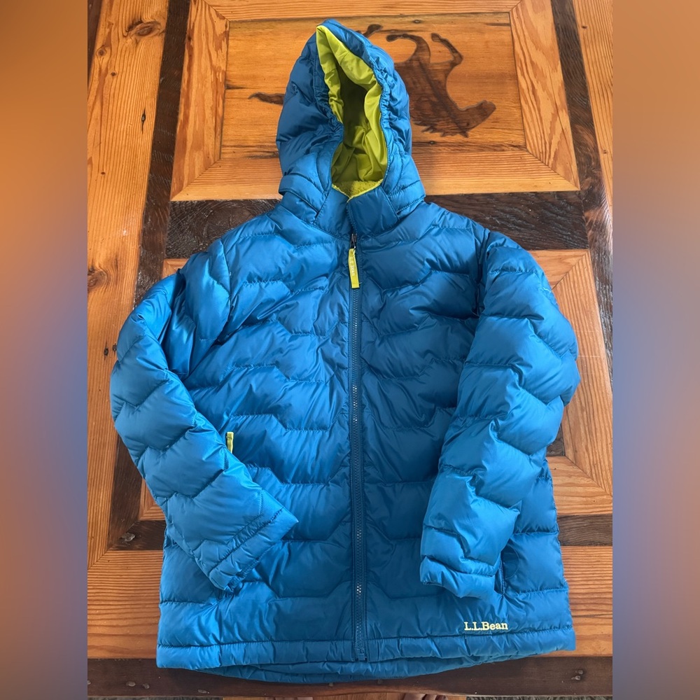 L.L. Bean Kids Puffer Jacket in Blue and Green